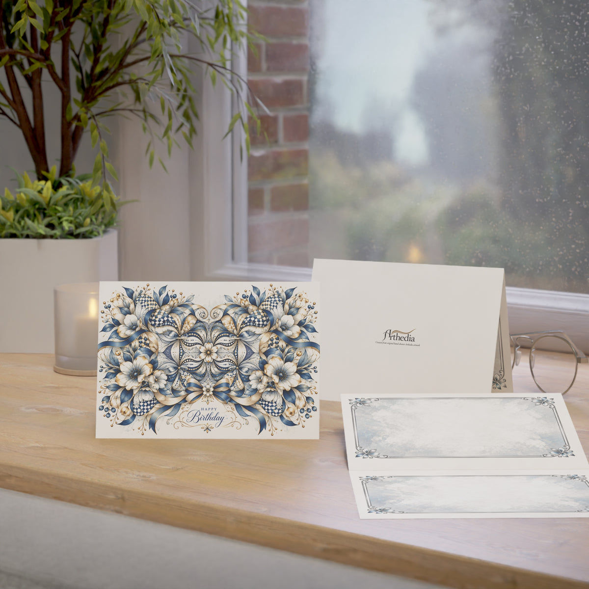 Golden Blue — Happy Birthday Greeting Card