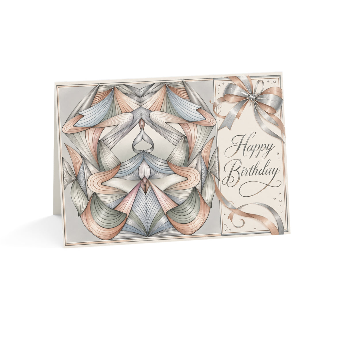Silver Bow — Happy Birthday Greeting Card