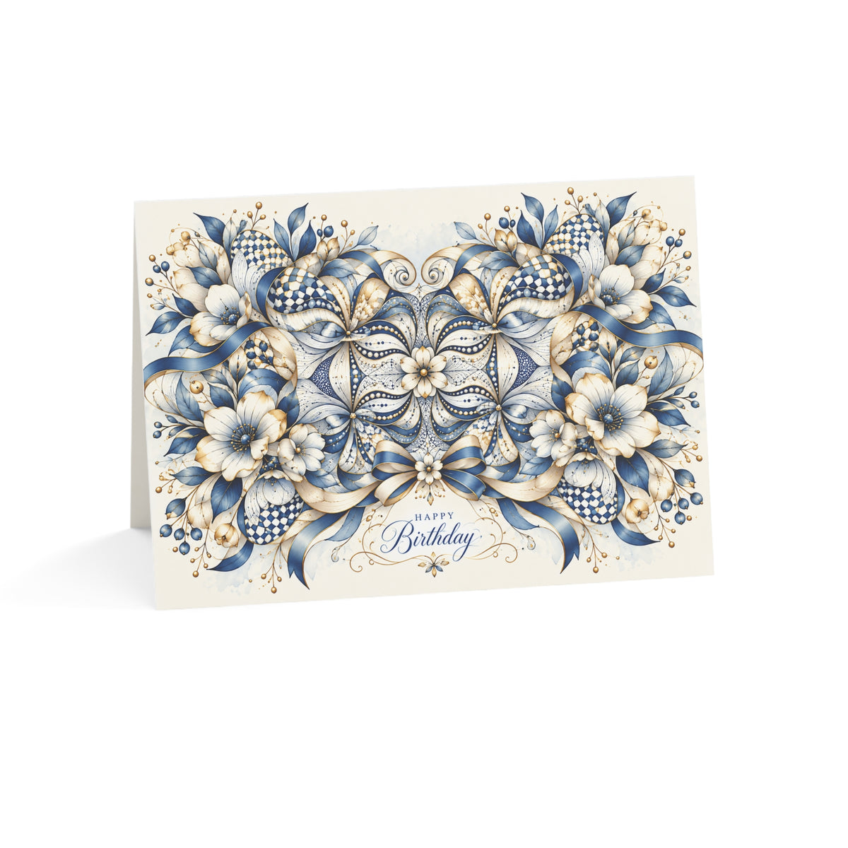 Golden Blue — Happy Birthday Greeting Card