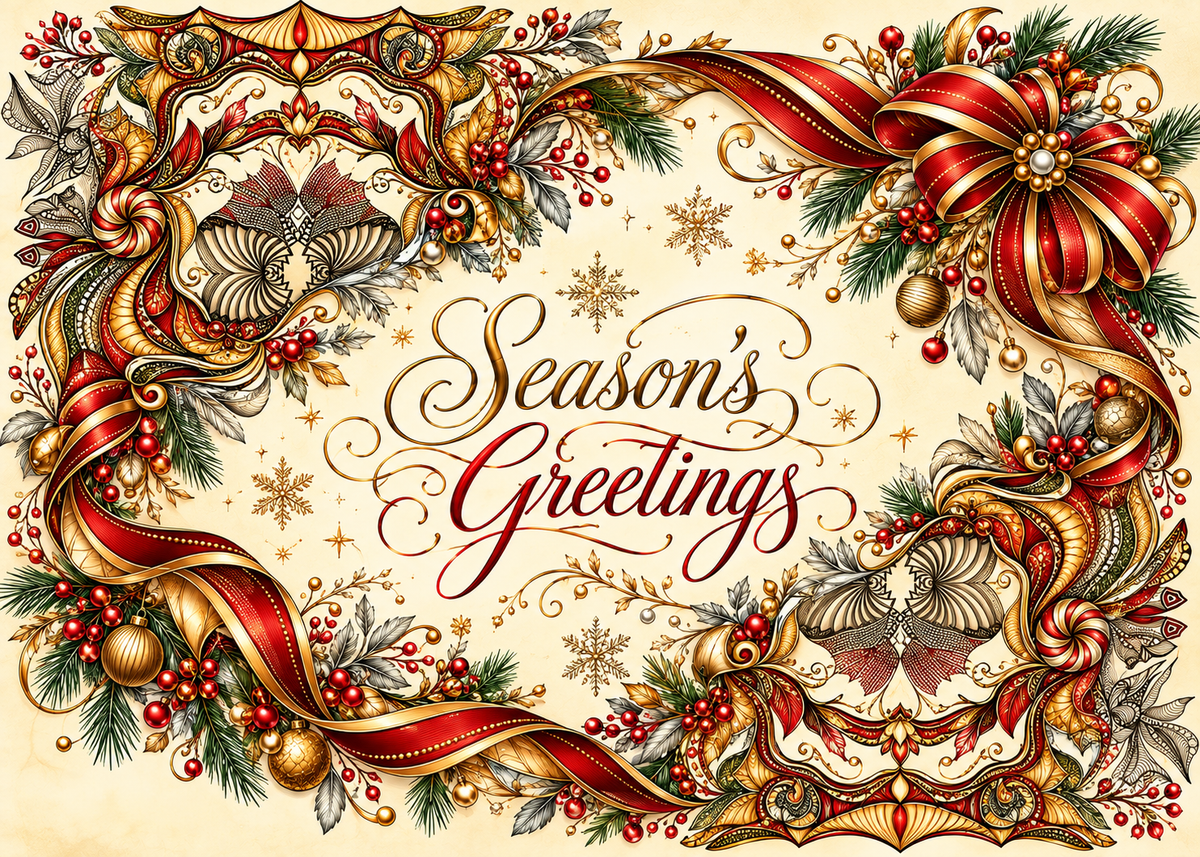 Holiday Ribbons — Season’s Greetings Card