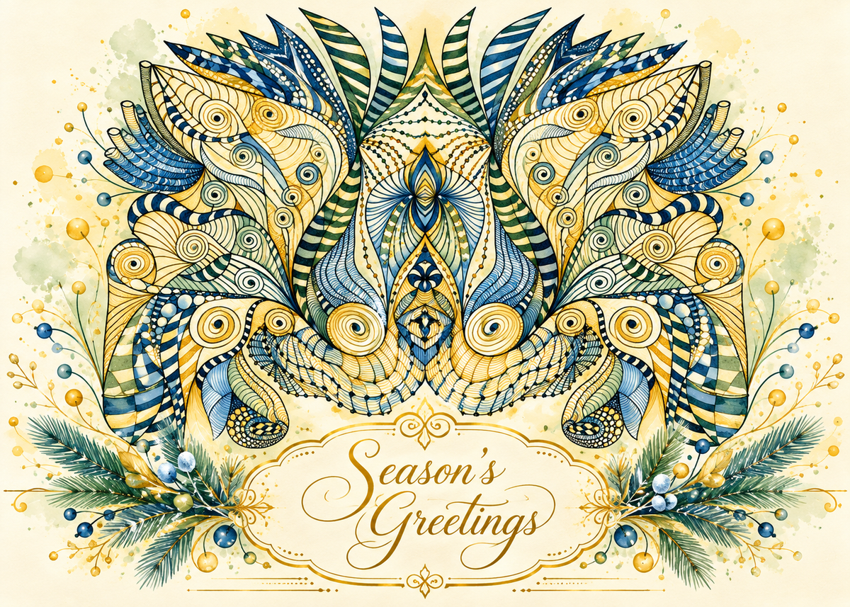 Golden Evergreen — Season’s Greetings Card