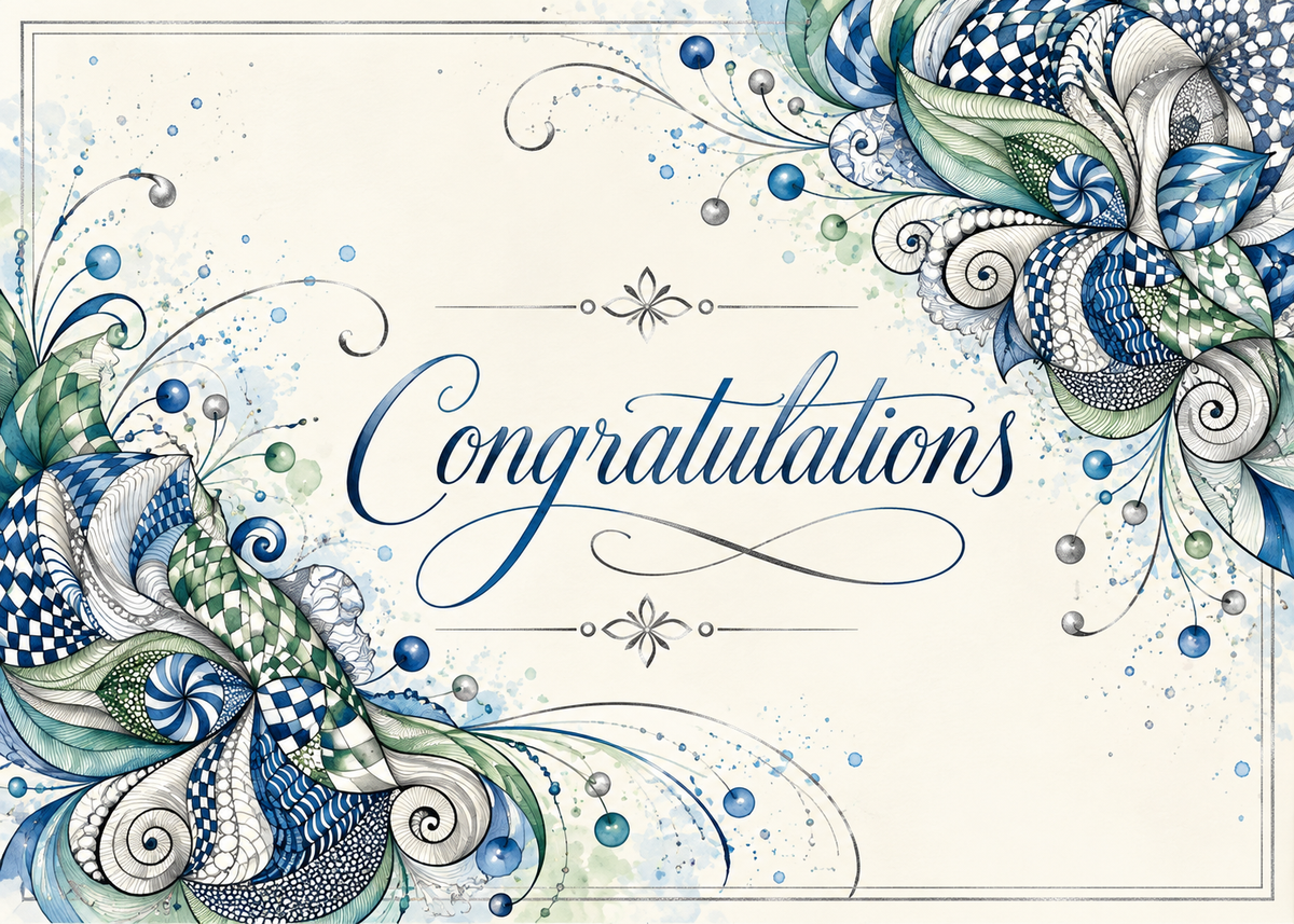 Celebration in Blue — Congratulations Greeting Card