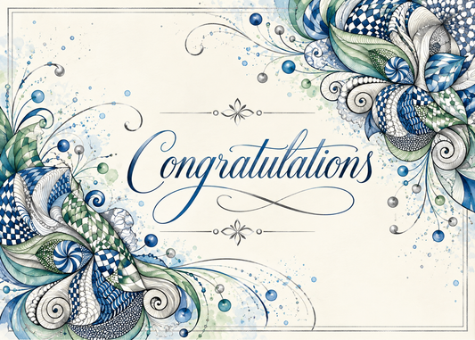 Celebration in Blue — Congratulations Greeting Card