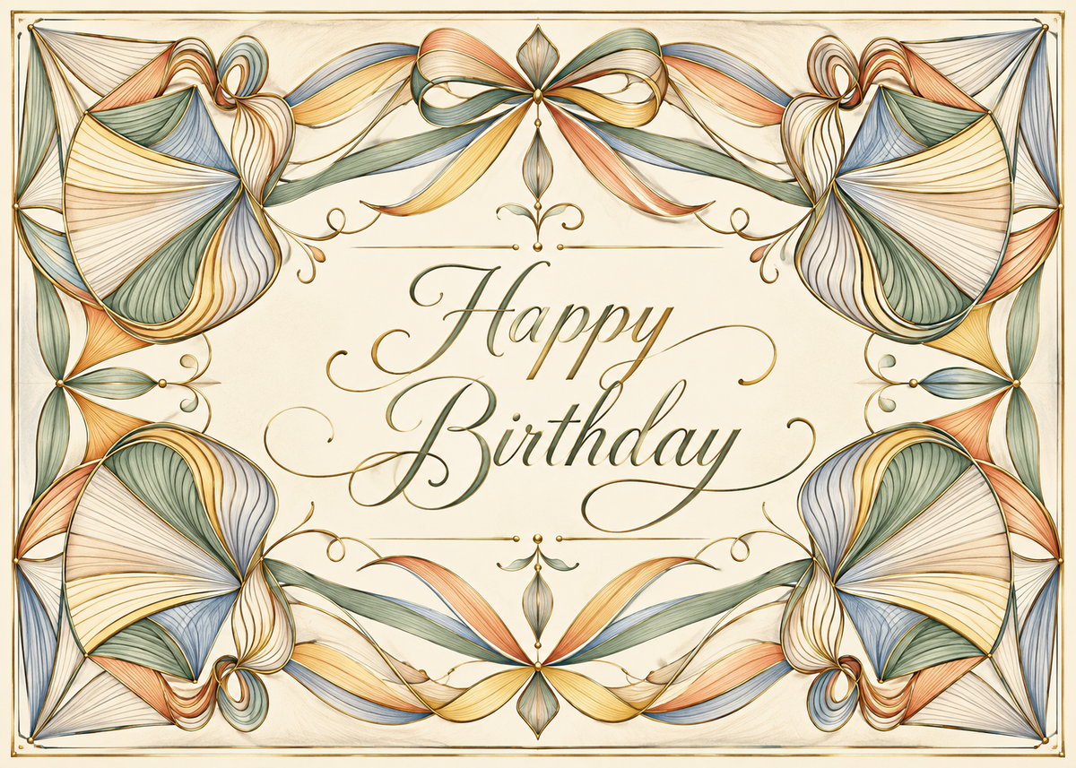 Celebration Ribbons — Happy Birthday Greeting Card
