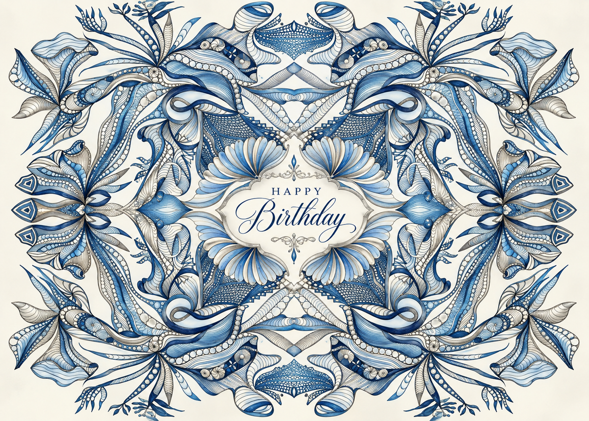 Blue Reverie — Happy Birthday Greeting Card