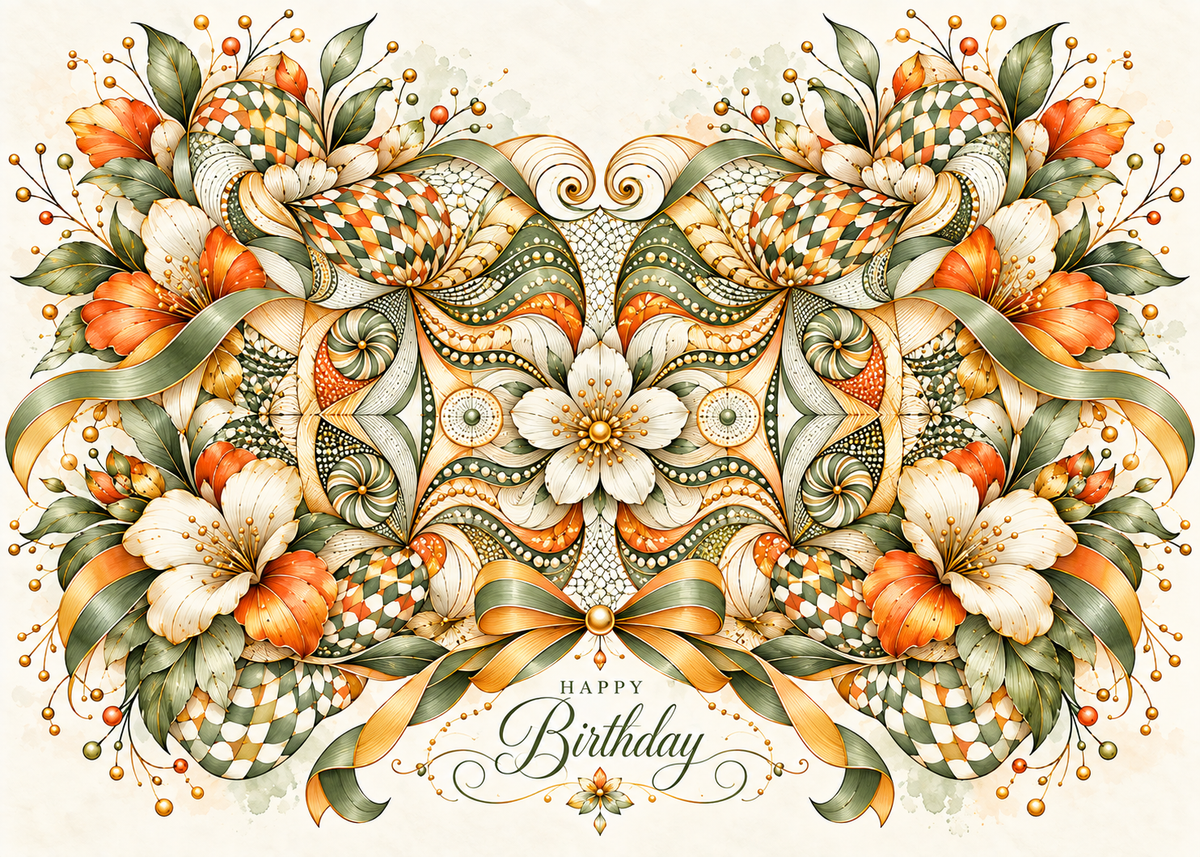 Sage Celebration — Happy Birthday Greeting Card