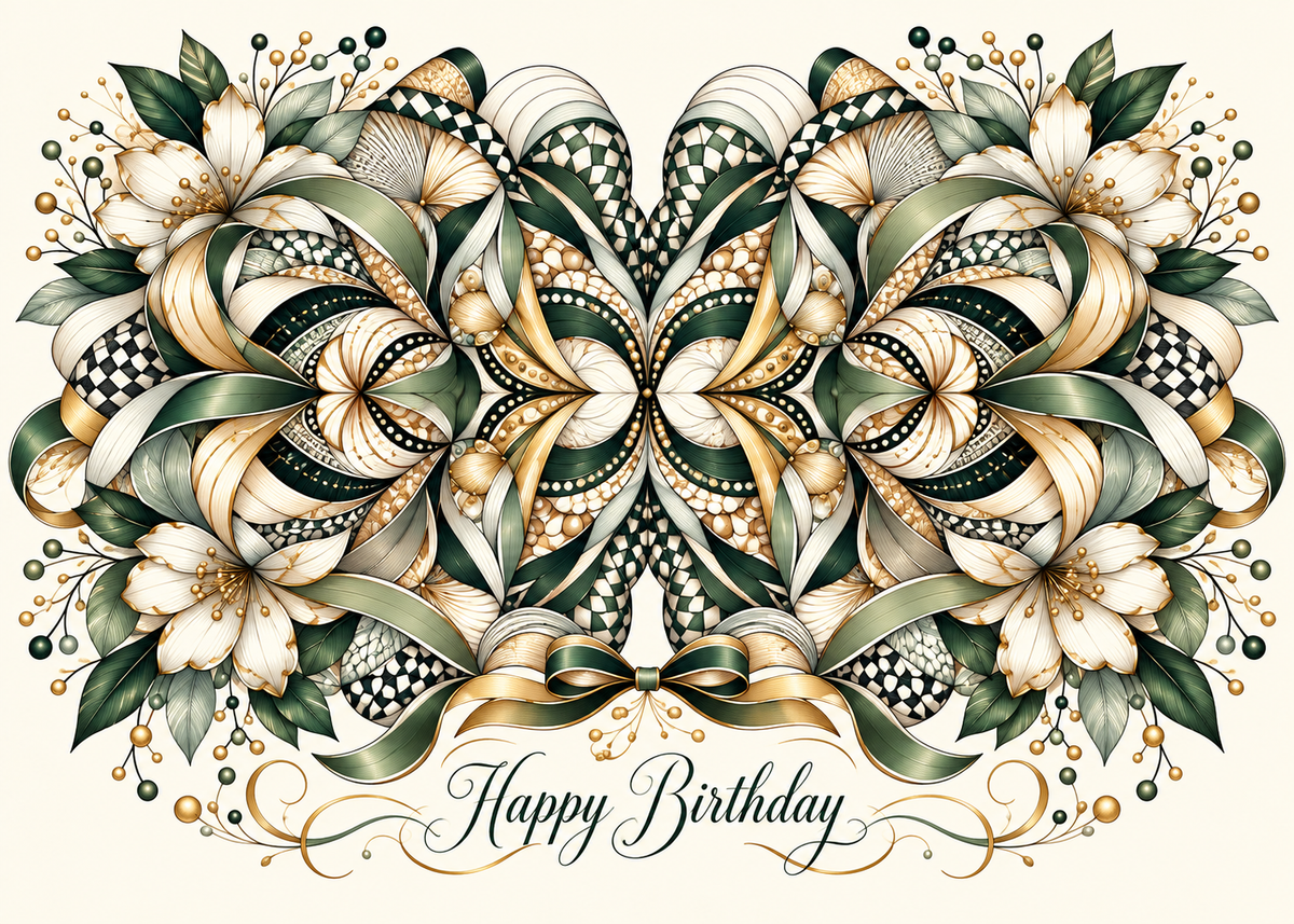 Emerald Elegance — Happy Birthday Greeting Card