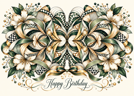 Emerald Elegance — Happy Birthday Greeting Card