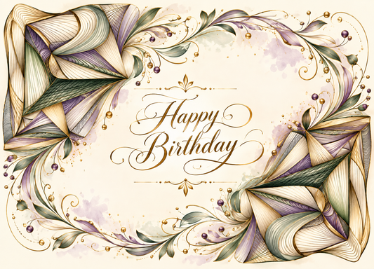 Golden Vines — Happy Birthday Greeting Card