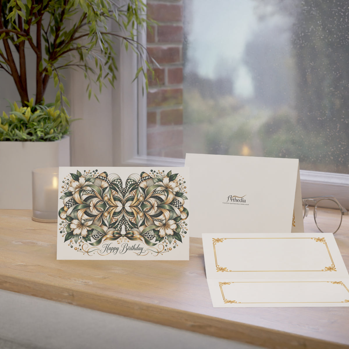Emerald Elegance — Happy Birthday Greeting Card