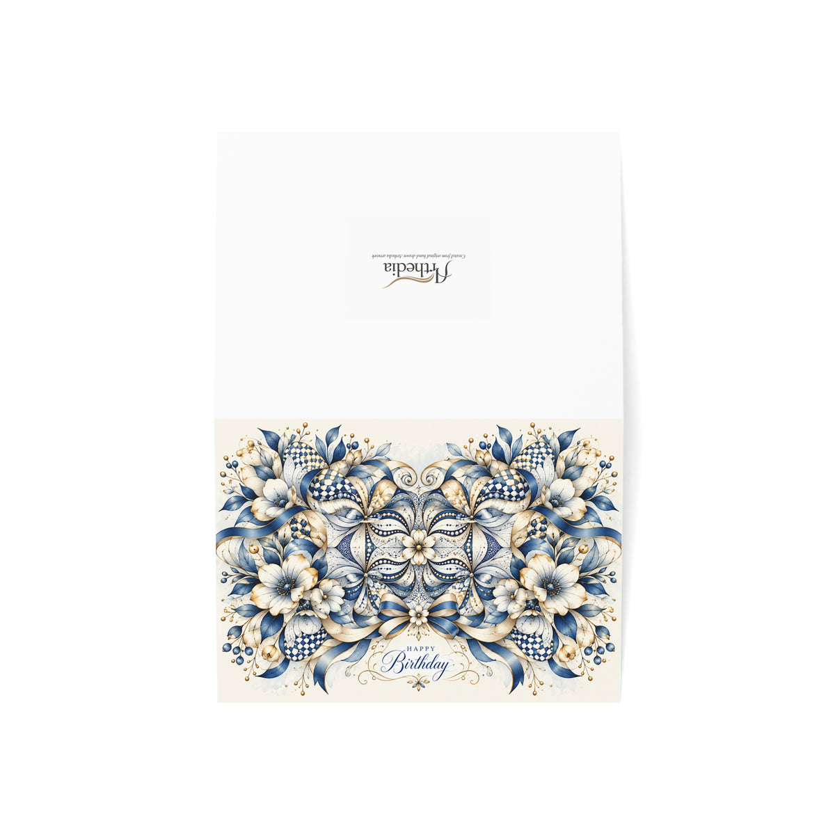 Golden Blue — Happy Birthday Greeting Card